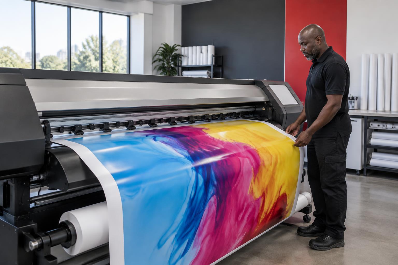 Professional print studio with a large-format printer